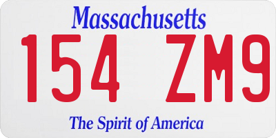 MA license plate 154ZM9