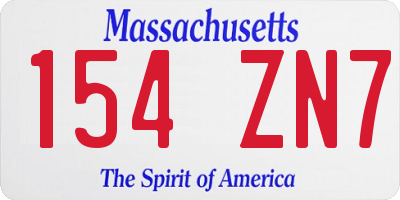 MA license plate 154ZN7