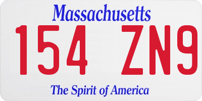 MA license plate 154ZN9