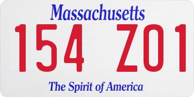 MA license plate 154ZO1