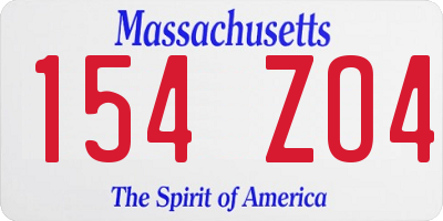 MA license plate 154ZO4