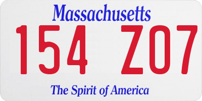 MA license plate 154ZO7