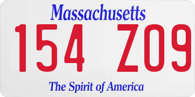 MA license plate 154ZO9