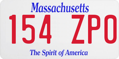 MA license plate 154ZP0