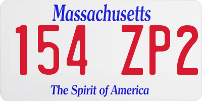 MA license plate 154ZP2