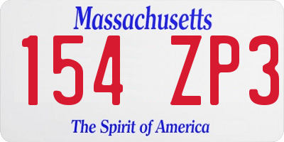MA license plate 154ZP3