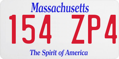 MA license plate 154ZP4