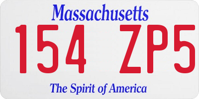 MA license plate 154ZP5