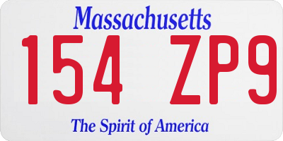 MA license plate 154ZP9