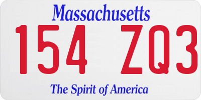 MA license plate 154ZQ3
