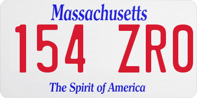 MA license plate 154ZR0