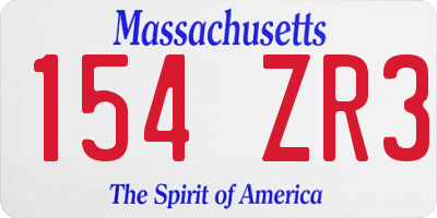 MA license plate 154ZR3