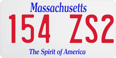 MA license plate 154ZS2