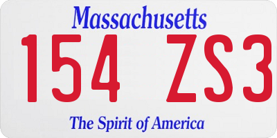 MA license plate 154ZS3