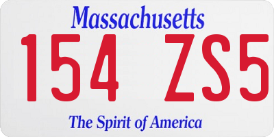 MA license plate 154ZS5