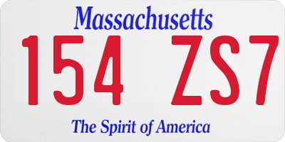 MA license plate 154ZS7