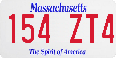 MA license plate 154ZT4