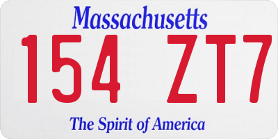MA license plate 154ZT7