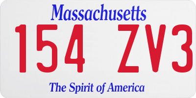MA license plate 154ZV3