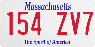 MA license plate 154ZV7
