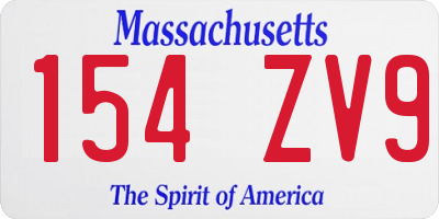 MA license plate 154ZV9