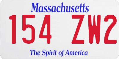 MA license plate 154ZW2