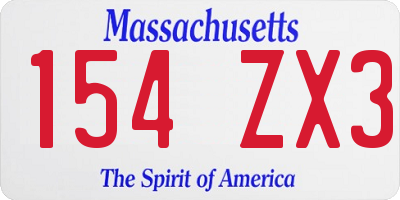 MA license plate 154ZX3