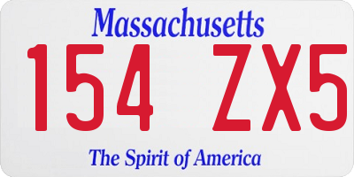 MA license plate 154ZX5