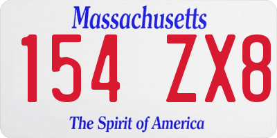 MA license plate 154ZX8