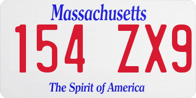 MA license plate 154ZX9