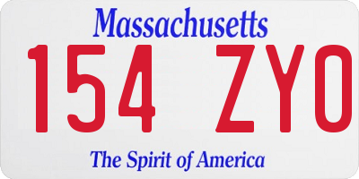 MA license plate 154ZY0
