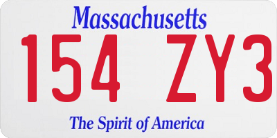 MA license plate 154ZY3