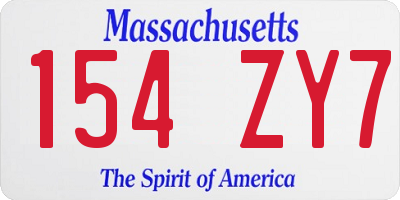 MA license plate 154ZY7