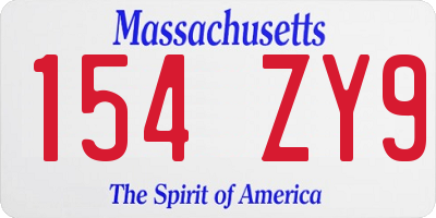 MA license plate 154ZY9