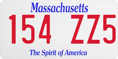 MA license plate 154ZZ5
