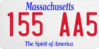 MA license plate 155AA5