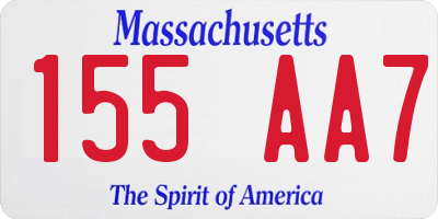 MA license plate 155AA7