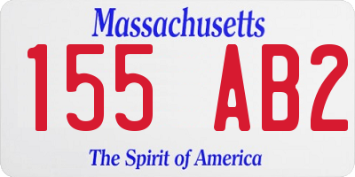 MA license plate 155AB2