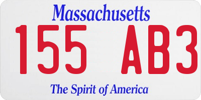 MA license plate 155AB3