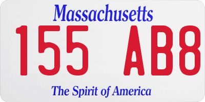 MA license plate 155AB8