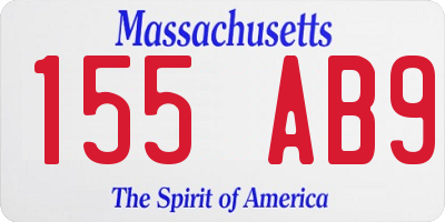 MA license plate 155AB9