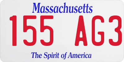 MA license plate 155AG3