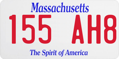 MA license plate 155AH8