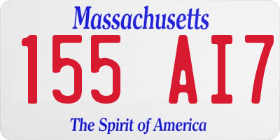MA license plate 155AI7