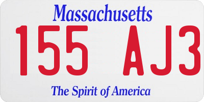 MA license plate 155AJ3