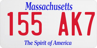 MA license plate 155AK7