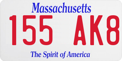 MA license plate 155AK8