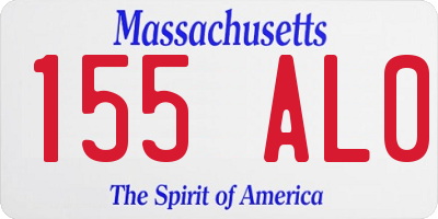MA license plate 155AL0