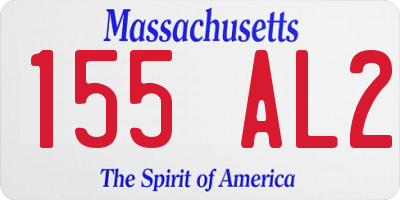 MA license plate 155AL2