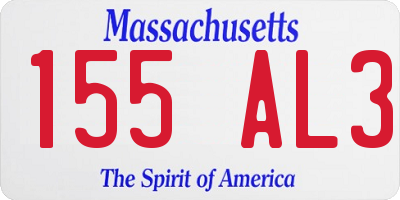 MA license plate 155AL3